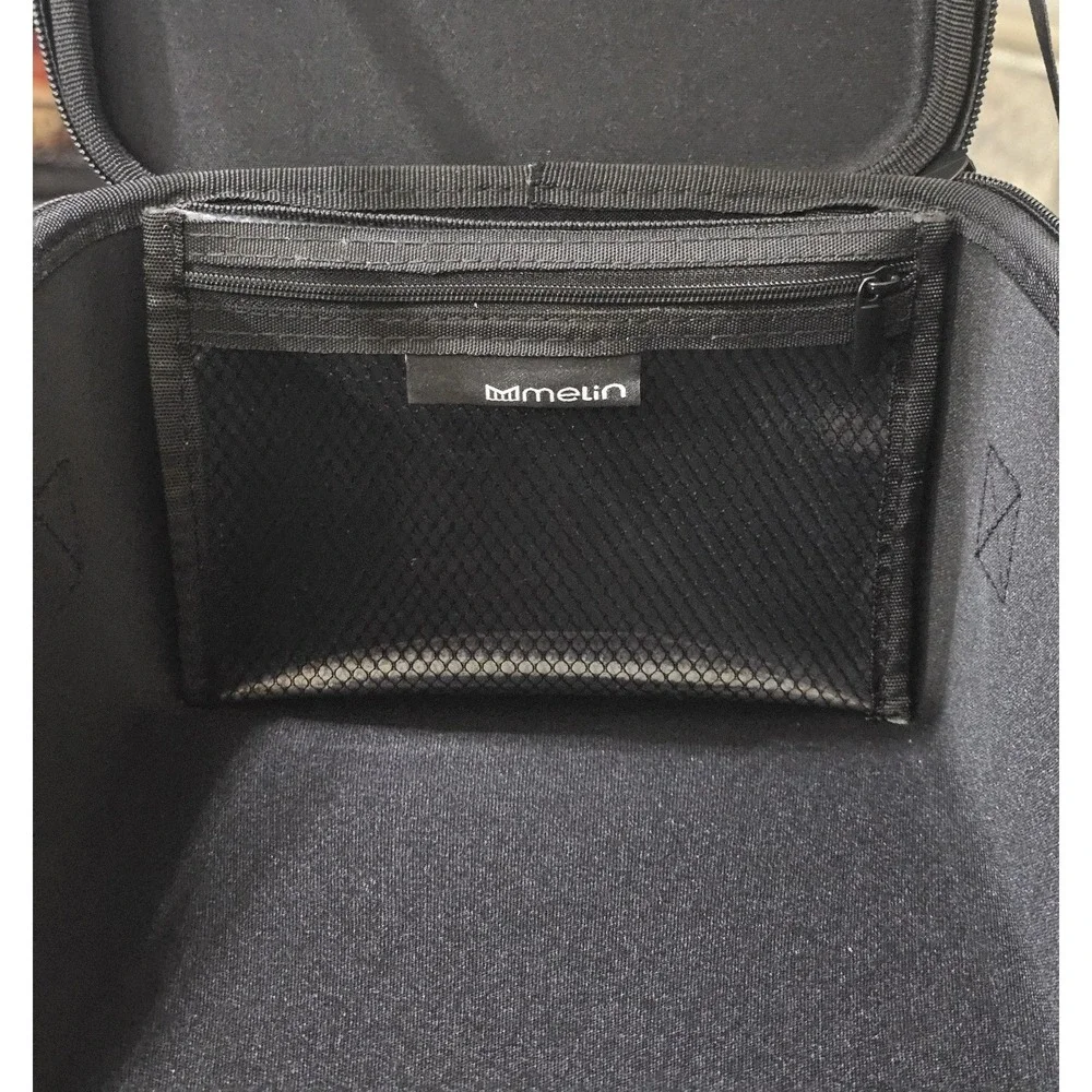 Melin Hat Box Travel Storage Zip Case Black Adjustable Strap Inside Zip Pocket